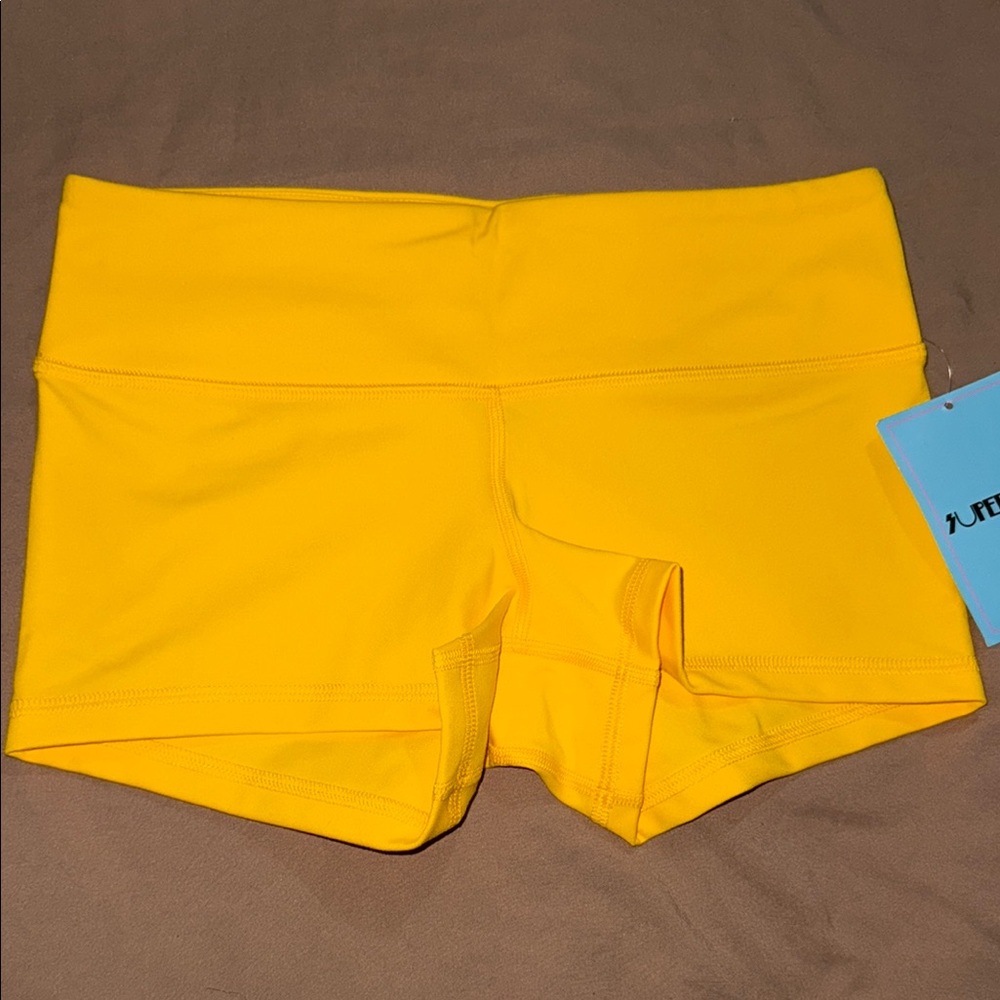 Fleo Yellow Athletic Shorts with Wide Waistband
